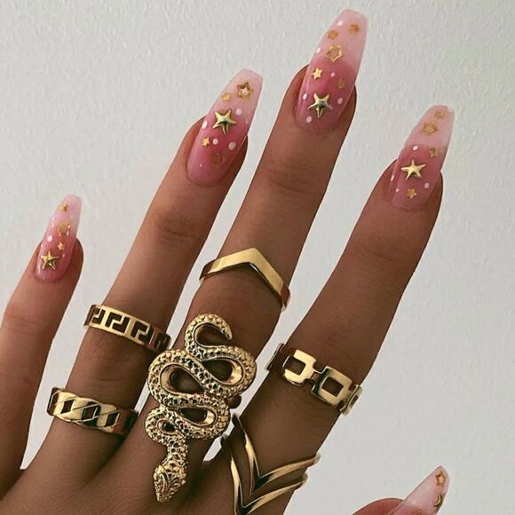 Gold Flat Chevron Curved V Ring - Picture 2 of 11